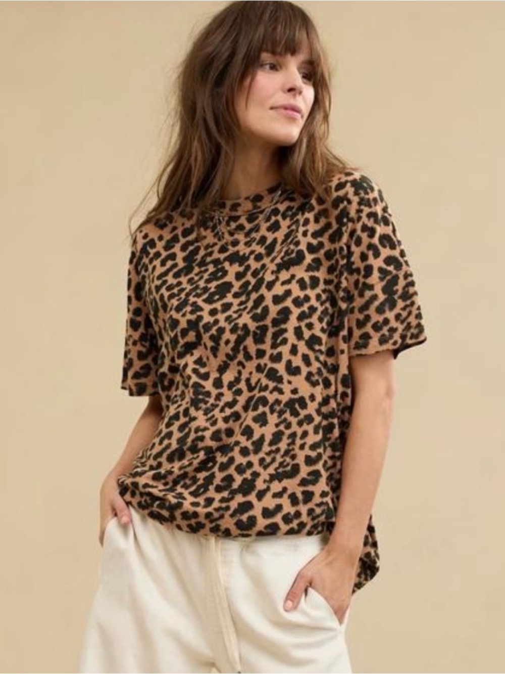 Aerie Oversized Crew Boyfriend T-shirt Beach Dune Color New Condition Size XS